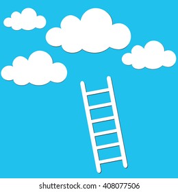 cloud and ladder on blue background