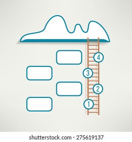 Cloud with ladder simple clean infographics design. Business four steps background. Vector illustration