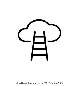 Cloud Ladder Vector Icon Up.