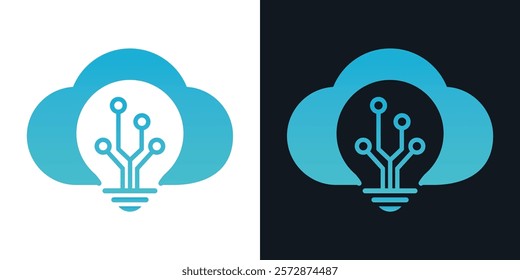 Cloud lamp technology icon design abstract vector vector logo template. This design use smart symbol