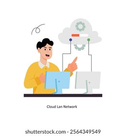 Cloud Lan Network   concept vector illustration. Cloud Computing isolated On white Background.         