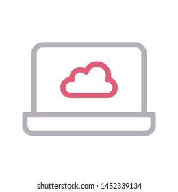 cloud laptop colour line vctor icon