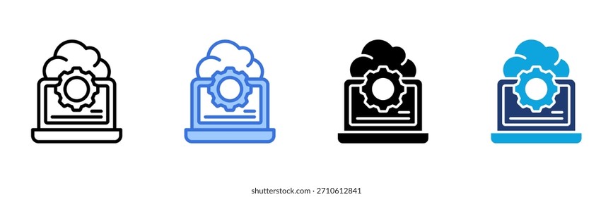Icono del ordenador portátil de la nube Multi Style Ilustración vectorial