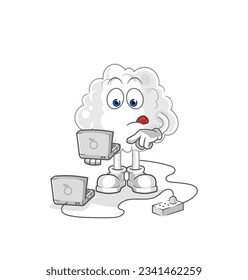 the cloud with laptop mascot. cartoon vector
