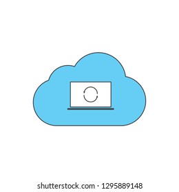 cloud and laptop sync colored icon vector design.