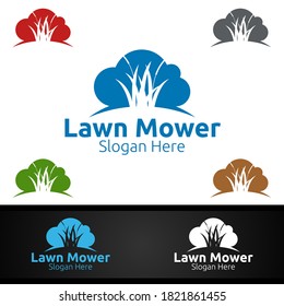 Cloud Lawn Mower Logo for Lawn Mowing Gardener Design