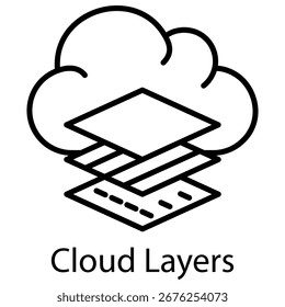 Cloud Layers Outline Style. Vector Illustration For Graphic Design