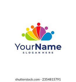 Cloud Leader logo design Template. Cloud People logo vector illustration.