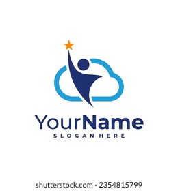 Cloud Leader logo design Template. Cloud People logo vector illustration.