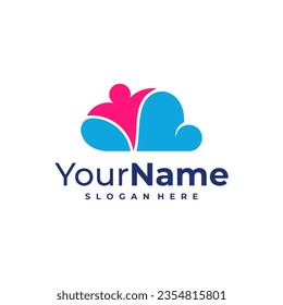 Cloud Leader logo design Template. Cloud People logo vector illustration.