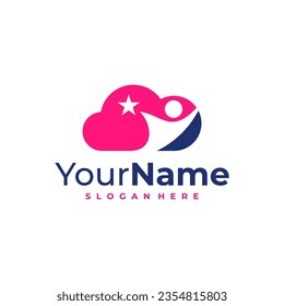 Plantilla de diseño del logotipo de Cloud Leader. Ilustración vectorial del logotipo de Cloud People.