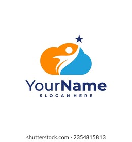 Cloud Leader logo design Template. Cloud People logo vector illustration.