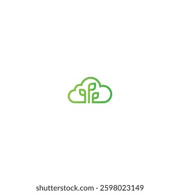 Cloud leaf icon logo flat vector design