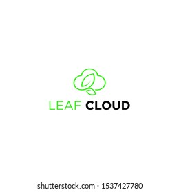 cloud with leaf logo template