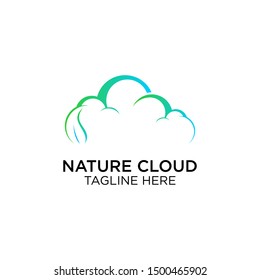 cloud with leaf logo templates