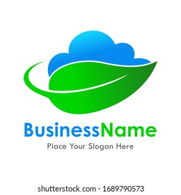 Cloud leaf logo vector template. Suitable for business, web, technology, nature and design
