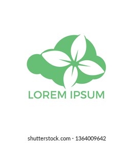 Cloud Leaves Logo Design. Nature cloud logo design concept vector. 