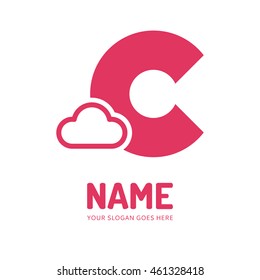 Cloud and letter C. Logo design. Vector concept icon.