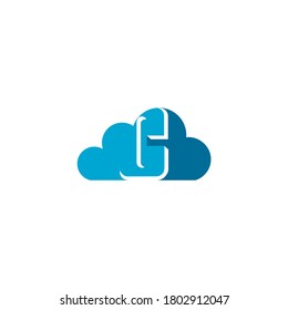 Cloud mit dem Buchstaben C Logo, Symbol flach und Vektordesign-Vorlage. Das Cloud-Logo mit Text.