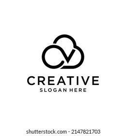 Plantilla de diseño de logotipo de cv de letras de nube