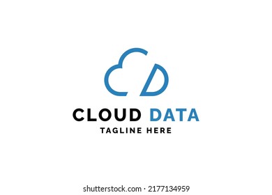 Cloud With Letter D For Cloud Data Company Logo Design Vector Illustration.