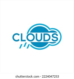 Cloud letter logo design illustration. Isolated on a white background. illustration of clouds with rain