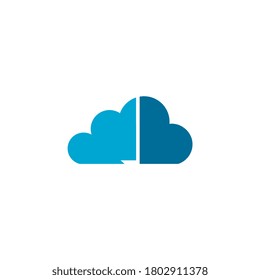 Cloud with letter I  logo, icon flat and vector design template. The cloud logotype with text.