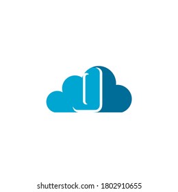 Nube con el logotipo de letra O, icono plano y plantilla de diseño vectorial. El logotipo de nube con texto.