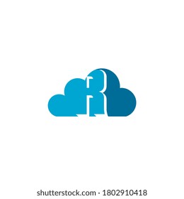 Cloud mit Buchstabe R Logo, Symbol-flach und Vektordesign-Vorlage. Das Cloud-Logo mit Text.