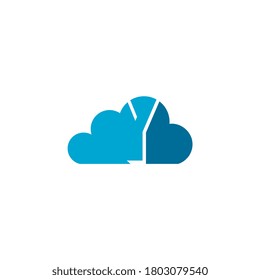 Nube con el logotipo de letra Y, icono plano y plantilla de diseño vectorial. El logotipo de nube con texto.
