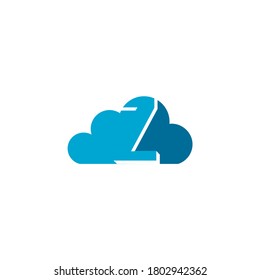 Cloud with letter Z logo, icon flat and vector design template. The cloud logotype with text.