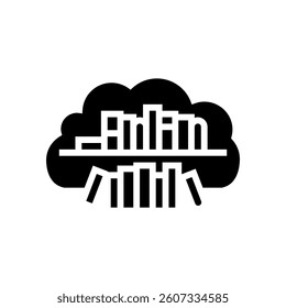 cloud library education platform glyph icon vector. cloud library education platform sign. isolated symbol illustration