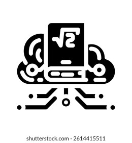 cloud library education platform glyph icon vector. cloud library education platform sign. isolated symbol illustration