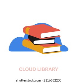 Cloud Library flat icon. Colored element sign from online education collection. Flat Cloud Library icon sign for web design, infographics and more.