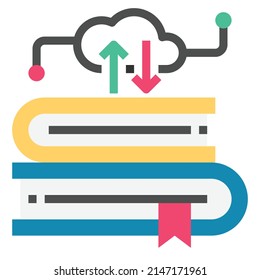 cloud library flat icon vector illustration