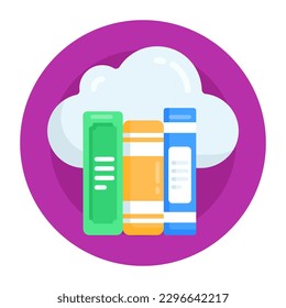 A cloud library flat round icon