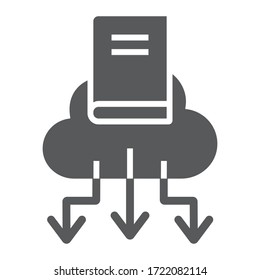 Cloud Library glyph icon, education and school, book with cloud sign vector graphics, a solid icon on a white background, eps 10
