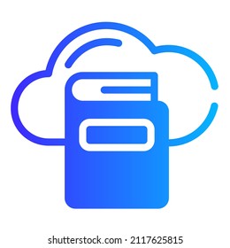 cloud library, cloud icon with book vector