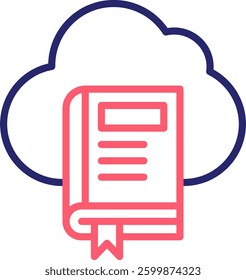 Cloud Library Icon Color Vector Illustration