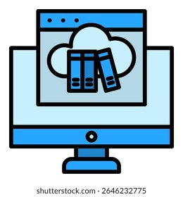 Cloud Library Icon Element For Design