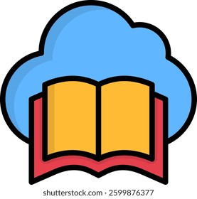Cloud Library Icon Lineal Color Vector Illustration