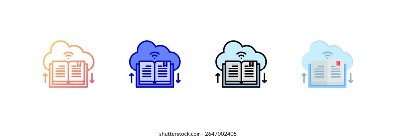 Cloud Library Icon set multiple style collection