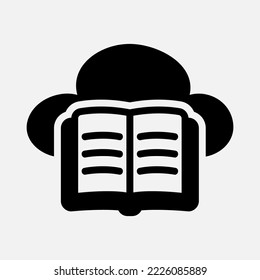 Cloud library icon in solid style, use for website mobile app presentation