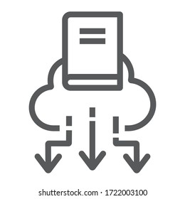 Cloud Library Line Icon, Education And School, Book With Cloud Sign Vector Graphics, A Linear Icon On A White Background, Eps 10