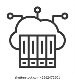 Cloud Library Outline Icon Vector Illustration