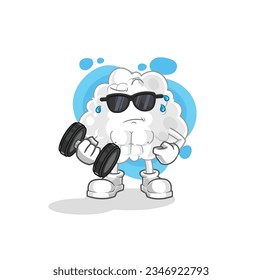 the cloud lifting dumbbell vector. cartoon character