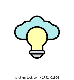 Cloud, light bulb icon. Simple color with outline vector elements of internet storage icons for ui and ux, website or mobile application