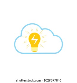 cloud and light bulb symbol logo vector