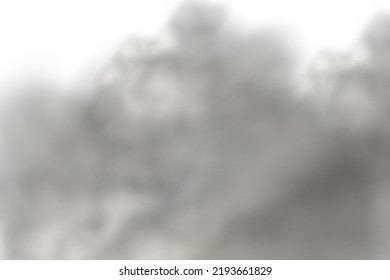 A cloud of light dust and sand with particles of flying dry sand and dirt.Trace on a dusty road or highway from a car.Clubs of dark smoke.Realistic illustration on a transparent background.