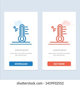 Cloud, Light, Rainy, Sun, Temperature  Blue and Red Download and Buy Now web Widget Card Template